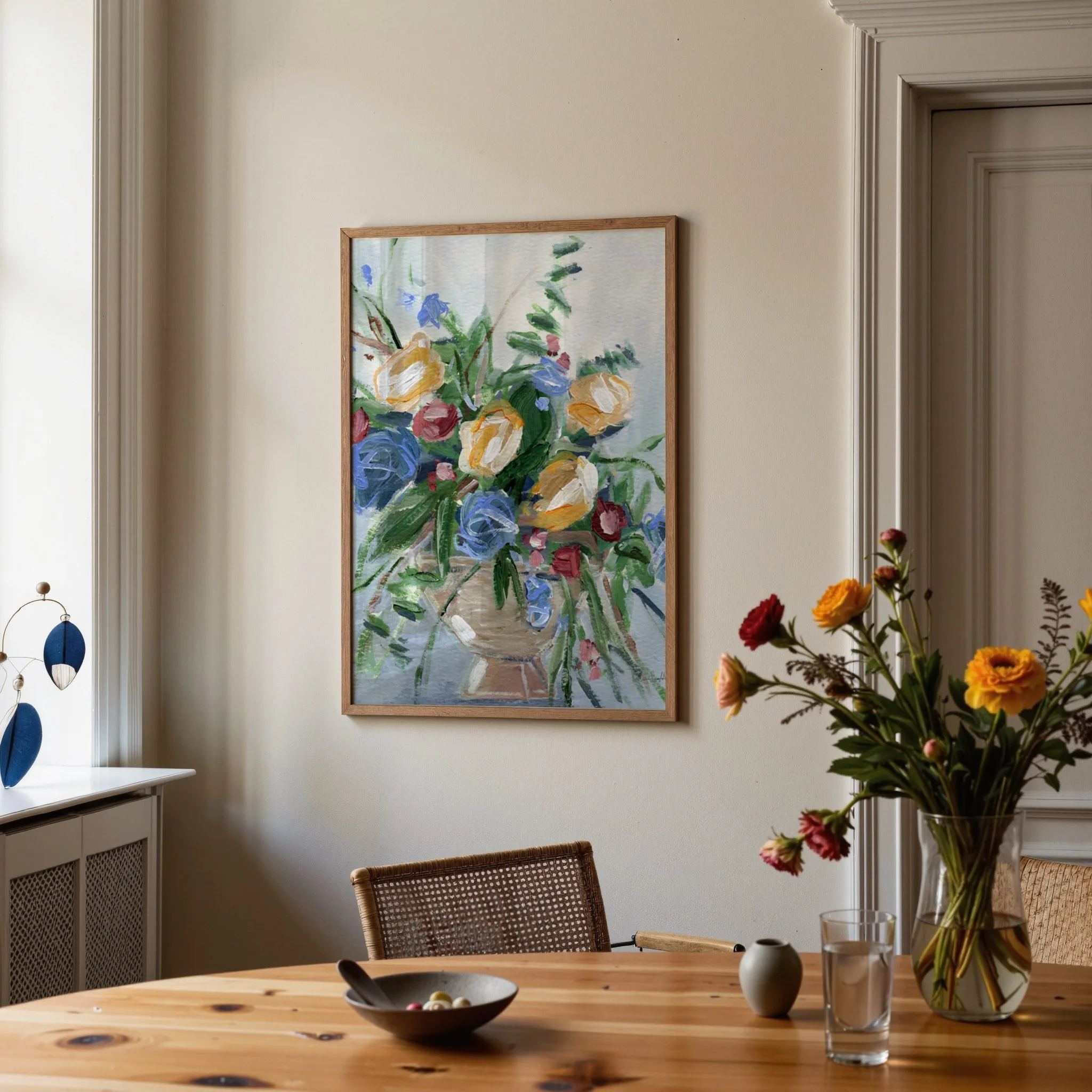 Music to My Ears | Cream Vertical Abstract Floral Art Print